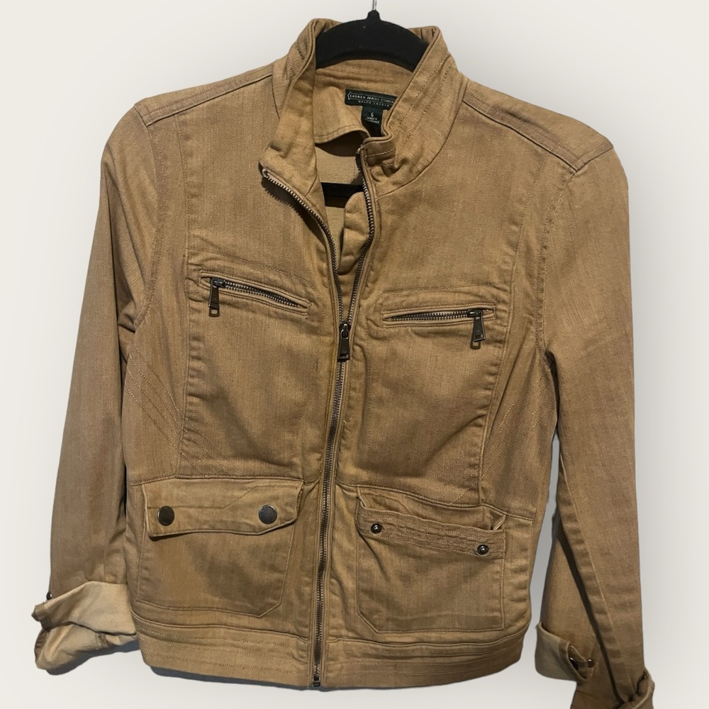 Ralph Lauren - Womens Tan Jean Jacket Size 6